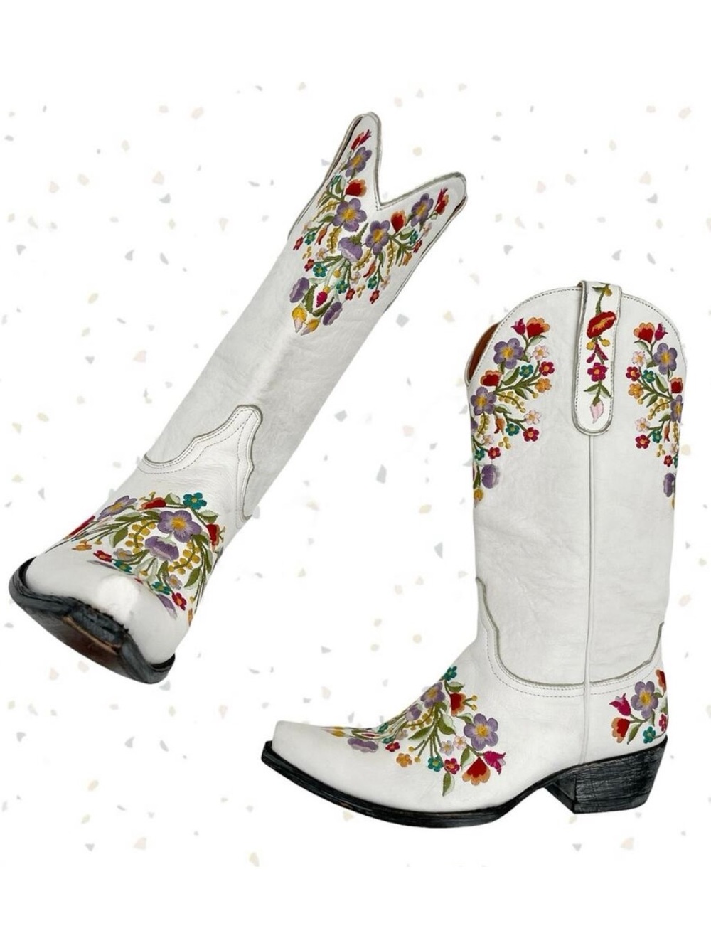Old Gringo White Floral Western Wedding Boots Embroidered Flowers Sora Size 8